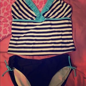 A two piece bathing suit or tankini as called.